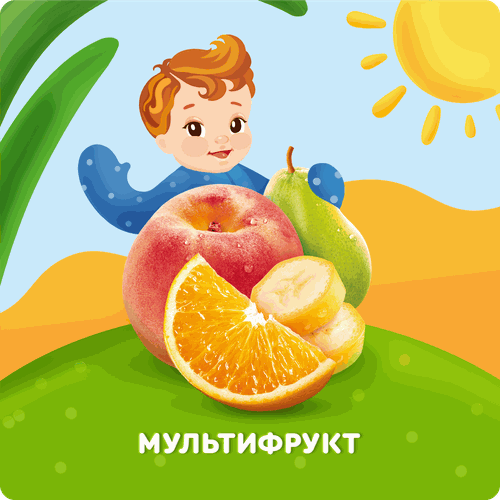 Пюре фруктовое детское АГУША Мультифрукт, с 6 месяцев, 90г, вид