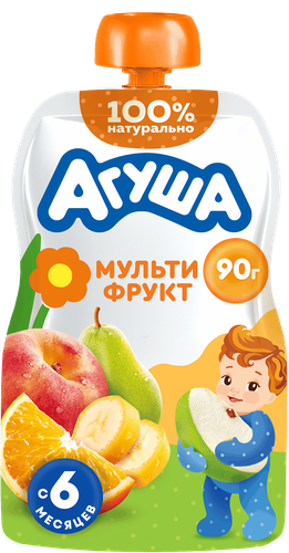 Пюре фруктовое детское АГУША Мультифрукт, с 6 месяцев, 90г, фотография