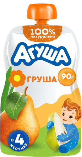 Пюре фруктовое детское АГУША Груша, с 4 месяцев, 90г, изображение