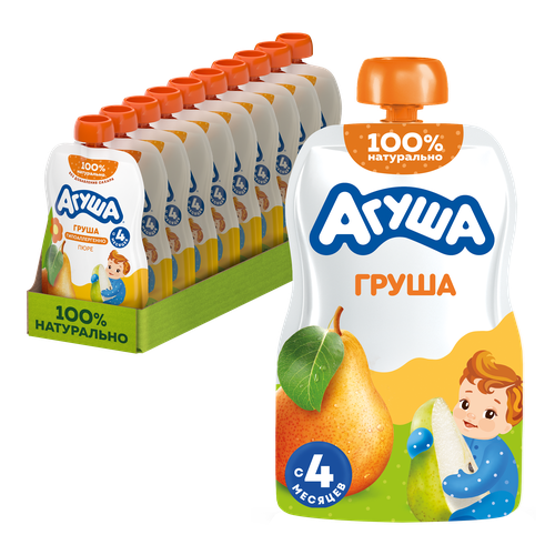 Пюре фруктовое детское АГУША Груша, с 4 месяцев, 90г, картинка