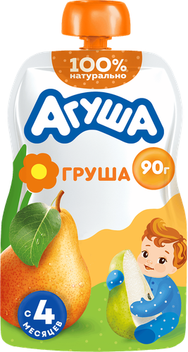 Пюре фруктовое детское АГУША Груша, с 4 месяцев, 90г, фотография