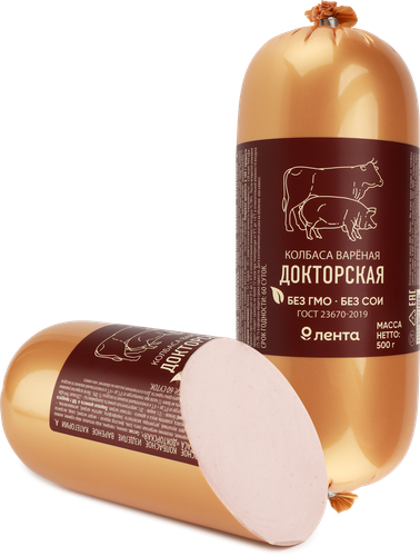 Колбаса вареная ЛЕНТА Докторская ГОСТ, 500г, картинка