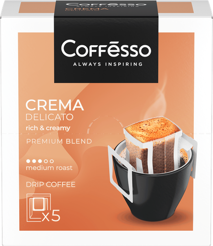 Кофе молотый COFFESSO Crema Delicato жареный, дрип-пакет, 45г, изображение