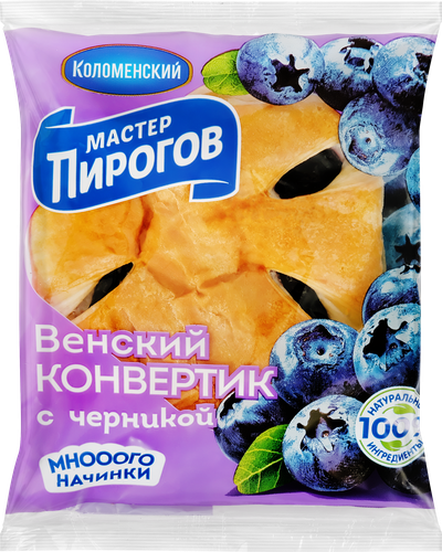 Конвертик слоеный МАСТЕР ПИРОГОВ Венский с черничной начинкой, 70г, детальное фото