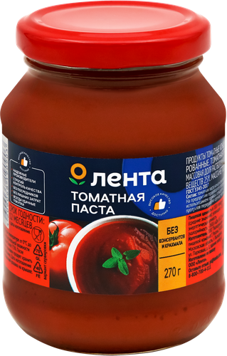 Паста томатная ЛЕНТА 25%, 270г, вид