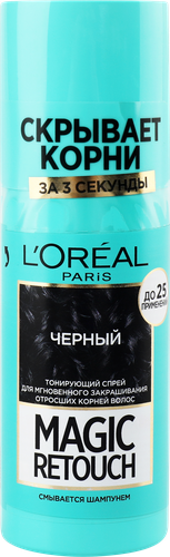 Спрей тонирующий L'OREAL Magic Retouch Мгновенное закрашивание отросших корней Черный, 75мл, картинка