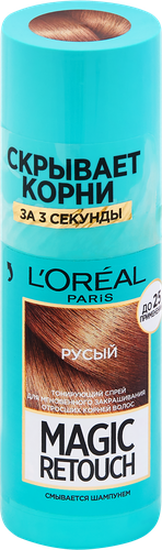 Спрей тонирующий L'OREAL Magic Retouch Мгновенное закрашивание отросших корней Русый, 75мл, крупный план