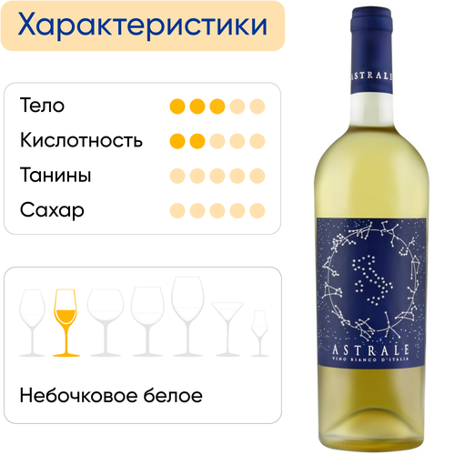 Вино ASTRALE белое сухое, 0.75л, крупный план