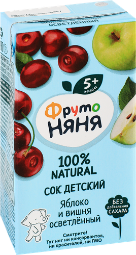 Сок ФРУТОНЯНЯ Яблоко-вишня, с 5 месяцев, 200мл, фотография