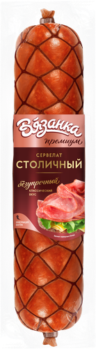 Колбаса варено-копченая ВЯЗАНКА Сервелат Столичный, весовая, изображение