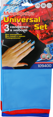 Набор салфеток AUTOSTANDART из микрофибры Арт. 109400, 3шт, картинка