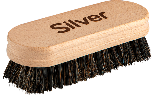 Щетка для обуви SILVER деревянная с натуральным ворсом, крупный план