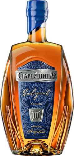 Коньяк СТАРЕЙШИНА 3 года 40%, 0.5л, крупный план