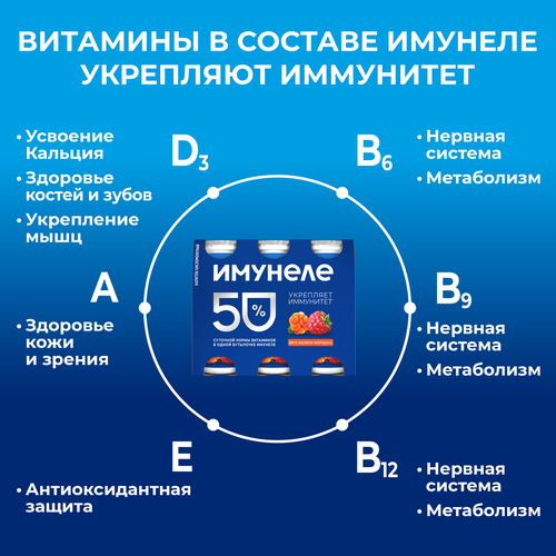 Напиток кисломолочный ИМУНЕЛЕ Малина, морошка 1,2%, без змж, 100г, вид