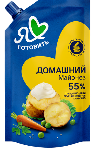 Майонез Я ЛЮБЛЮ ГОТОВИТЬ Домашний 55%, 390мл, крупный план