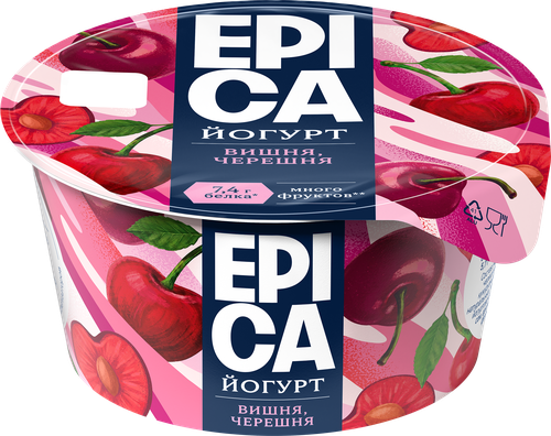 Йогурт EPICA с вишней и черешней 4,8%, без змж, 130г, изображение