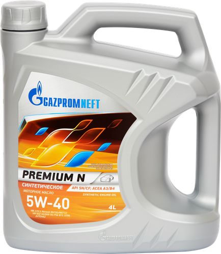 Масло моторное GAZPROMNEFT Premium N 5W-40 API SN/CF синтетическое, 4л, вид