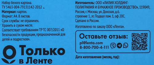Набор картона 365 ДНЕЙ 28,8х19,8х0,3см белый 8 листов, фотография