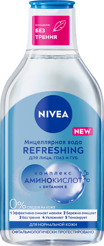 Вода мицеллярная для лица, глаз и губ NIVEA Refreshing для нормальной кожи, 400мл, фотография