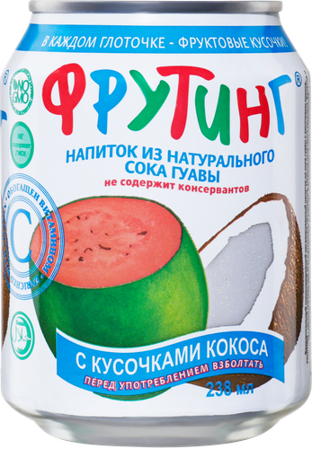 Напиток FRUITING из сока гуавы с кусочками кокоса негазированный, 0.238л, фото