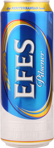 Пиво светлое EFES Pilsener пастеризованное, 5%, ж/б, 0.45 л, картинка
