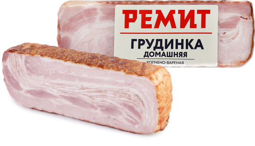 Грудинка копчено-вареная РЕМИТ Домашняя бескостная, категория В, 390г, изображение