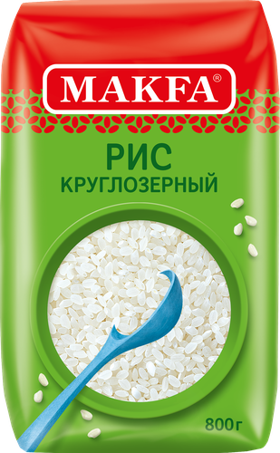 Рис круглозерный MAKFA шлифованный, 800г, крупный план