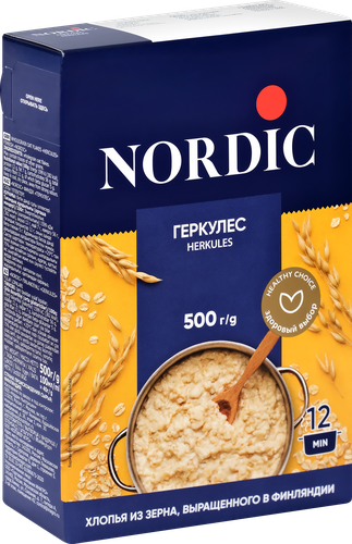 Хлопья овсяные NORDIC Геркулес Финский, 500г, крупный план