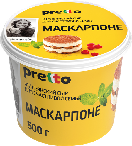 Сыр мягкий PRETTO Маскарпоне 80%, без змж, 500г, детальное фото