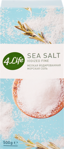 Соль морская 4 LIFE мелкая йодированная высший сорт помол №0, 500г, вид
