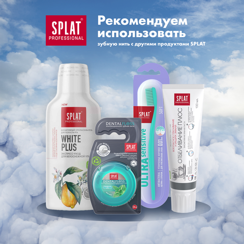 Зубная нить SPLAT тонкая, мятная с волокнами серебра, 30м, фотография