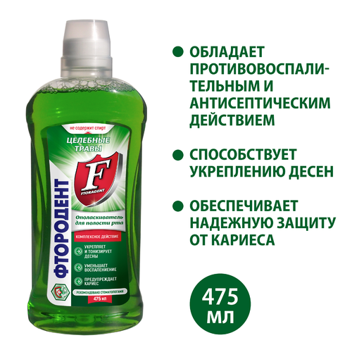 Ополаскиватель для полости рта ФТОРОДЕНТ Целебные травы, 475мл, картинка