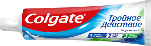 Зубная паста COLGATE Тройное действие Натуральная мята для защиты от кариеса, удаления потемнений с зубов и свежего дыхания, 50мл, картинка