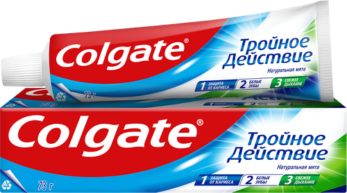Зубная паста COLGATE Тройное действие Натуральная мята для защиты от кариеса, удаления потемнений с зубов и свежего дыхания, 50мл, картинка