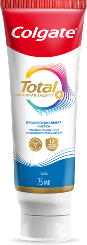 Зубная паста COLGATE Total 12 Профессиональная чистка со специальным ингредиентом для гладких и блестящих зубов, с цинком и аргинином для антибактериальной защиты, 75мл, детальное фото