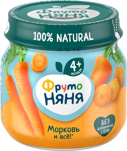 Пюре овощное ФРУТОНЯНЯ Морковь, с 4 месяцев, 80г, фото