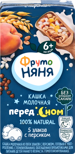 Кашка мультизлаковая ФРУТОНЯНЯ молочная, с персиком и пребиотиками, с 6 месяцев, 200мл, вид