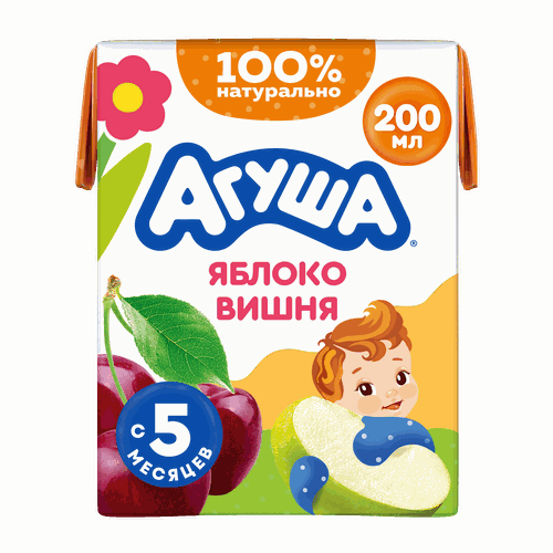 Сок детский АГУША Яблоко-вишня с 5 месяцев, 200мл, вид