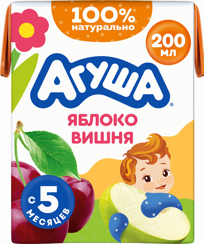 Сок детский АГУША Яблоко-вишня с 5 месяцев, 200мл, фотография