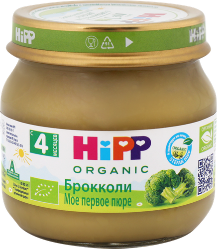 Пюре овощное HIPP Organic, Мое первое пюре Брокколи, с 4 месяцев, 80г, картинка