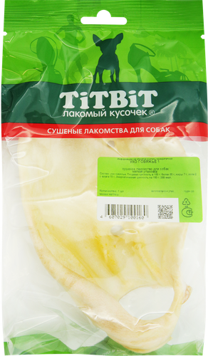 Лакомства для собак TITBIT Ухо говяжье, 31г, крупный план
