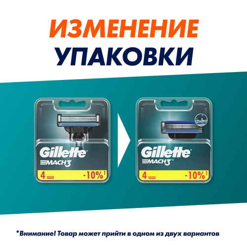 Кассеты сменные для бритья GILLETTE Mach3, 4шт, изображение