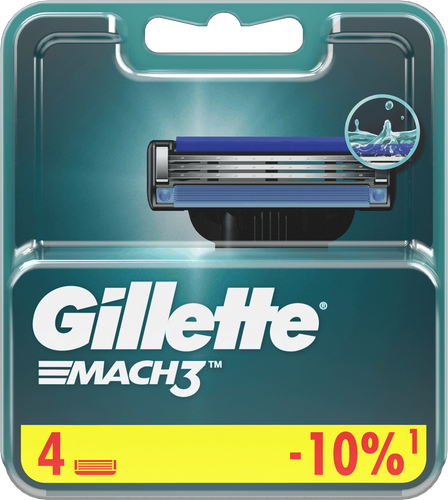 Кассеты сменные для бритья GILLETTE Mach3, 4шт, картинка