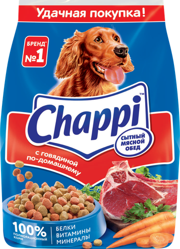 Корм сухой для собак Chappi Сытный мясной обед с говядиной, 600г, детальное фото