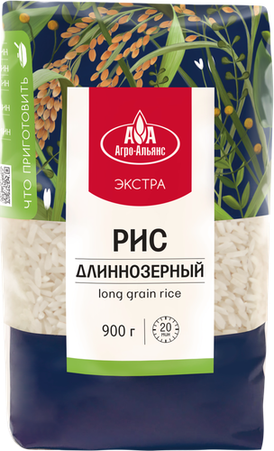 Рис длиннозерный АГРО-АЛЬЯНС Экстра, 1-й сорт, 900г, картинка