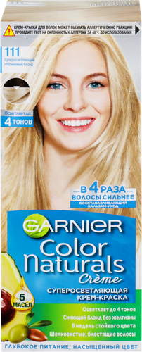 Краска для волос COLOR NATURALS 111 Платиновый блонд, с 3 маслами, 110мл, фото