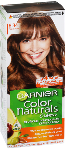 Краска для волос COLOR NATURALS 6.34 Карамель, с 3 маслами, 110мл, вид