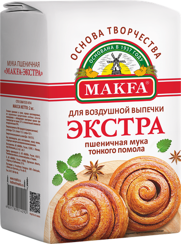 Мука пшеничная MAKFA Экстра хлебопекарная для воздушной выпечки, 2кг, изображение