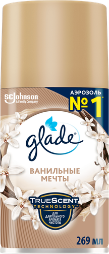 Баллон сменный для автоматического освежителя воздуха GLADE Automatic Ванильные мечты, 269мл, картинка