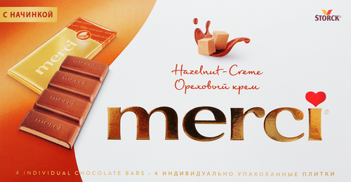 Шоколад молочный MERCI Ореховый крем, 112г, детальное фото